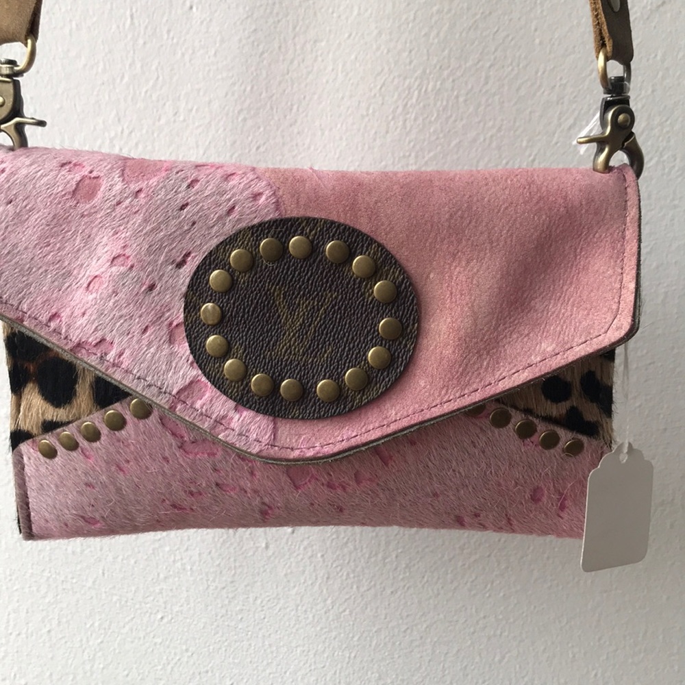One of a kind pink cowhide crossbody
